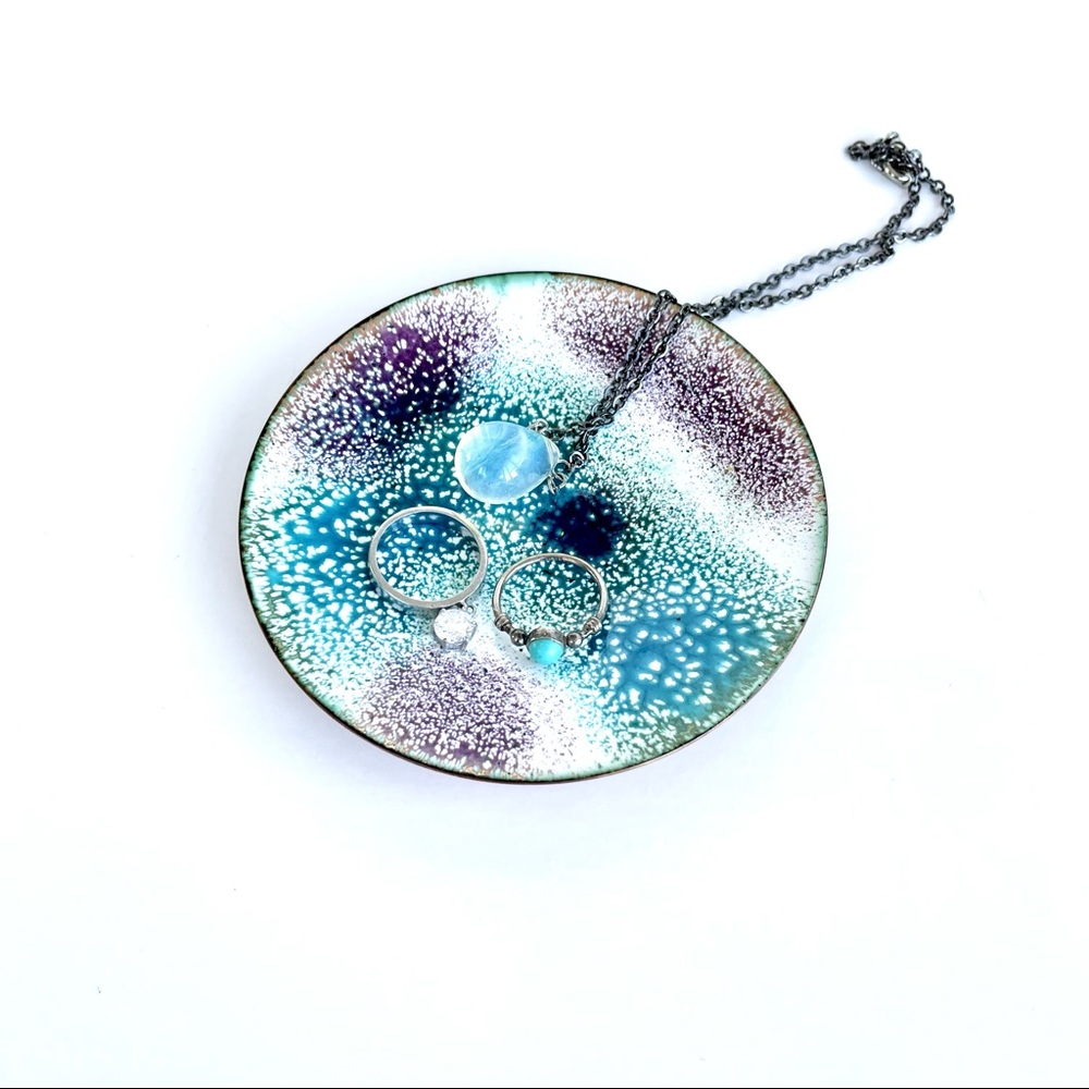 Vintage Enamelled Copper Trinket Dish